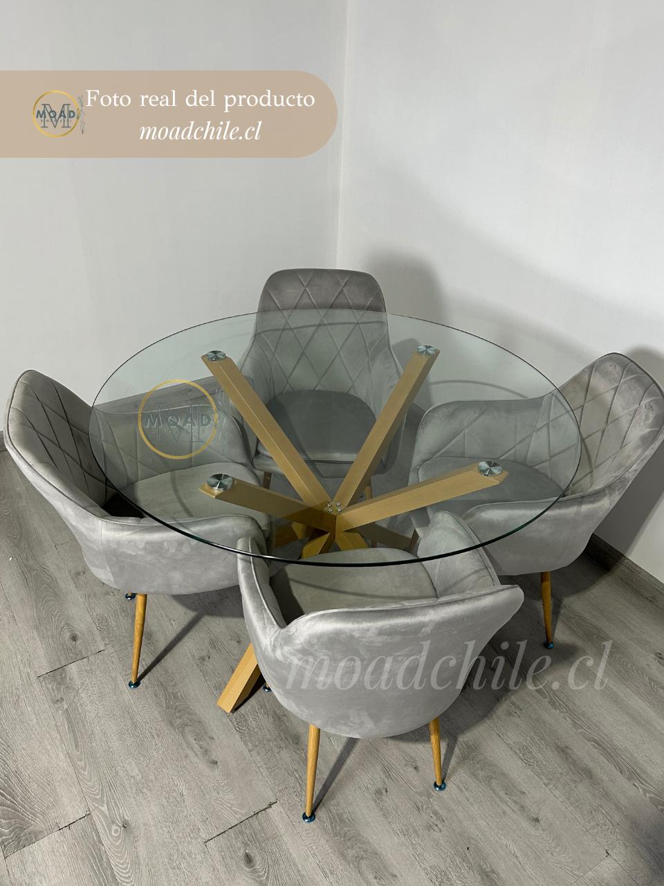 Comedor Redondo Genova Diamond Terciopelo 4P