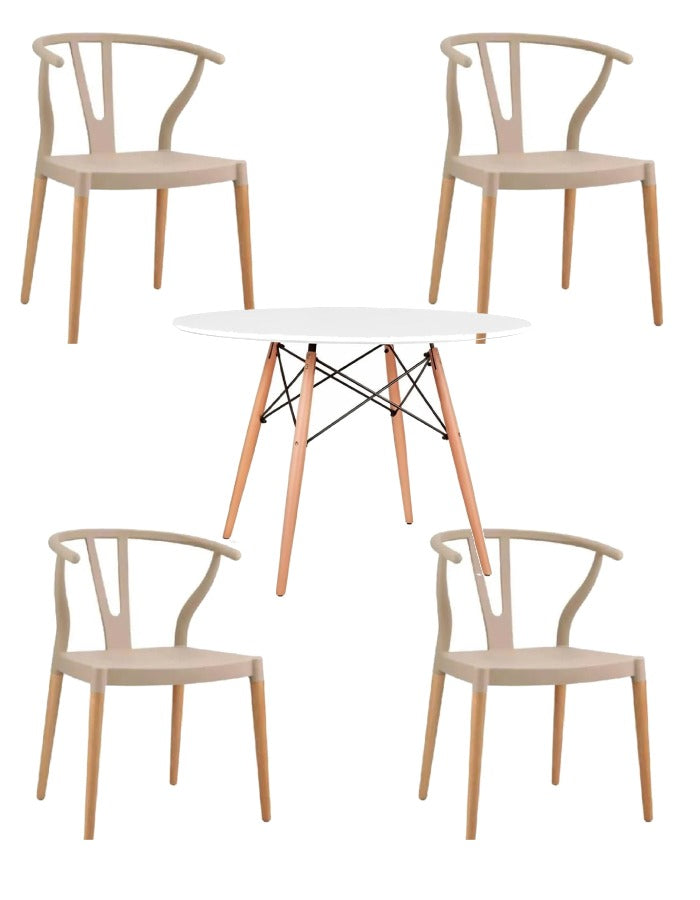Comedor Eames Nórdico Wishbone para 4 personas