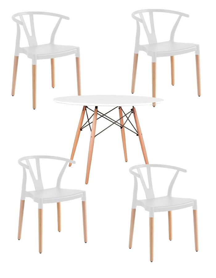 Comedor Eames Nórdico Wishbone para 4 personas