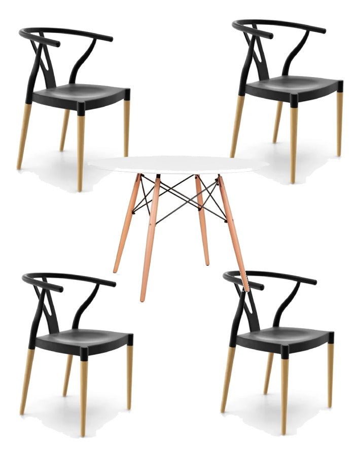 Comedor Eames Nórdico Wishbone para 4 personas