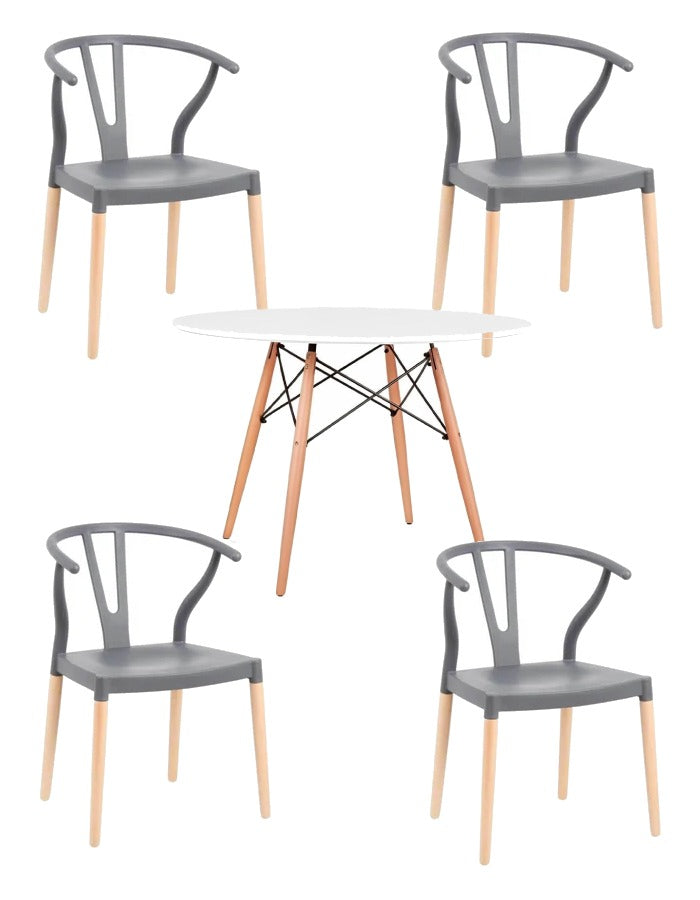 Comedor Eames Nórdico Wishbone para 4 personas