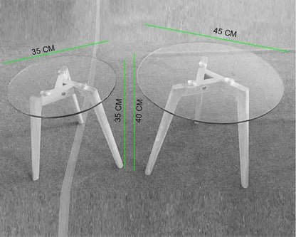 Set 2 Mesa de Centro/Lateral Vidrio