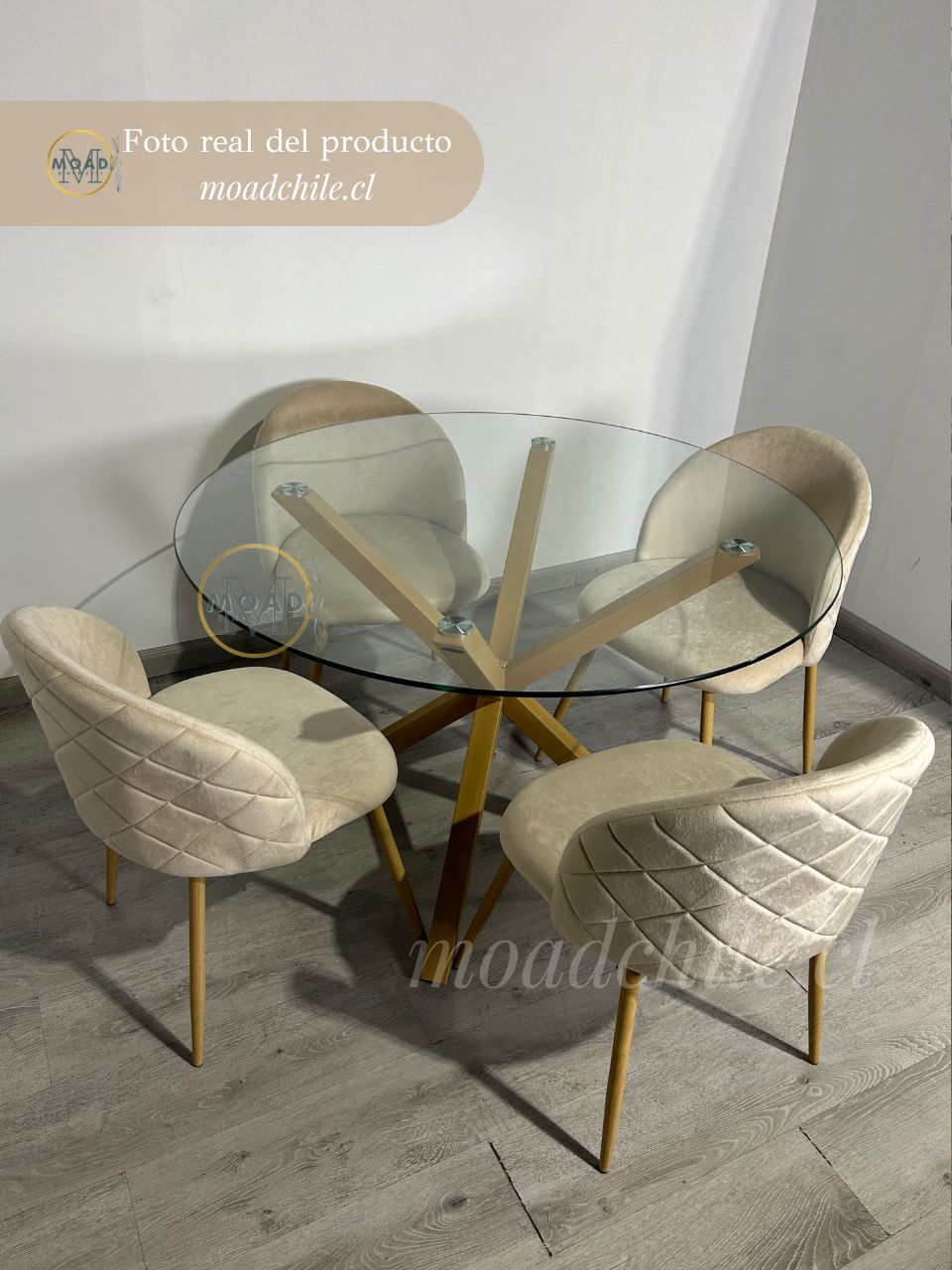 Comedor Redondo Gabrielle Cross Wood 4P