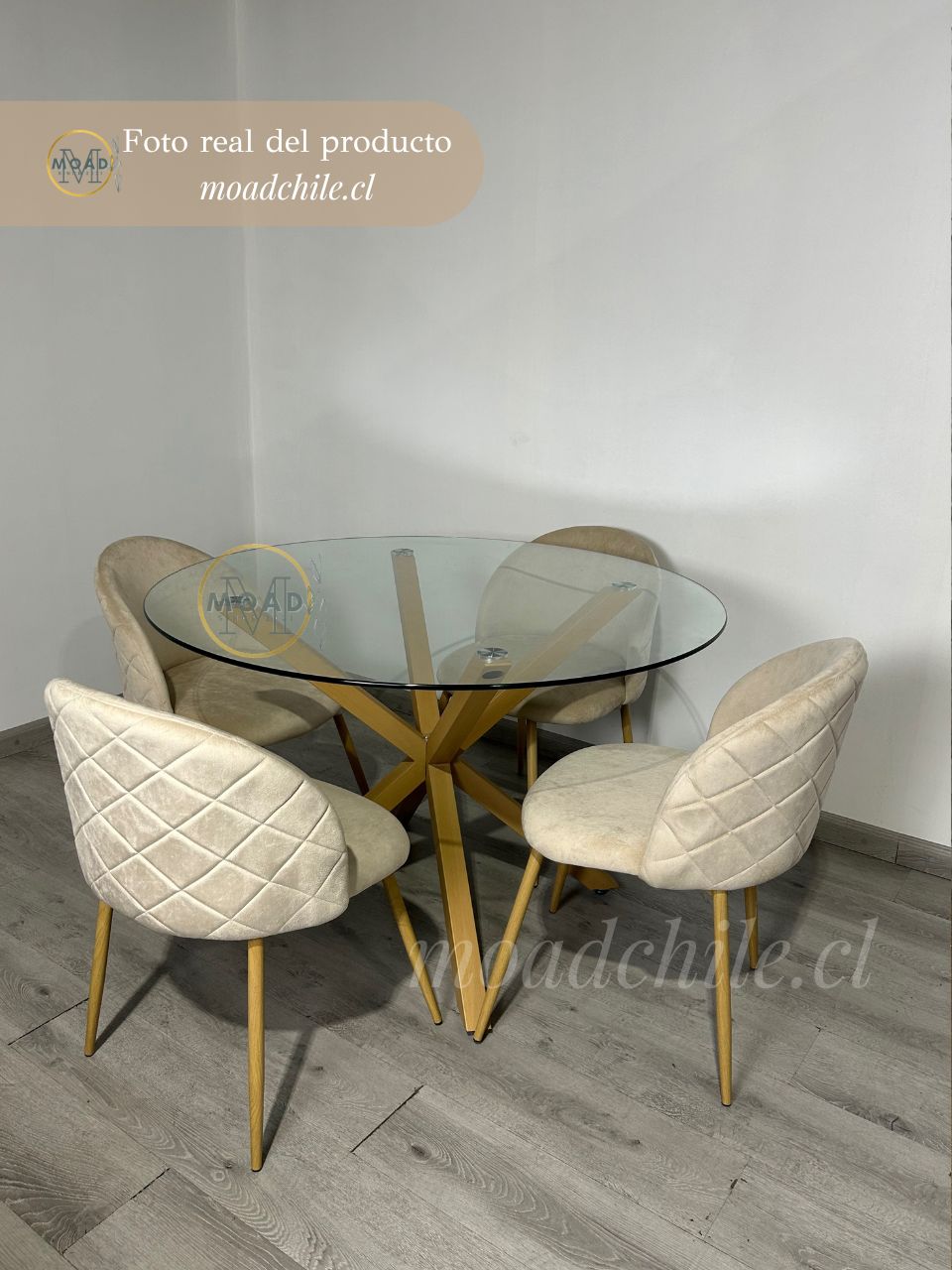 Comedor Redondo Gabrielle Cross Wood 4P