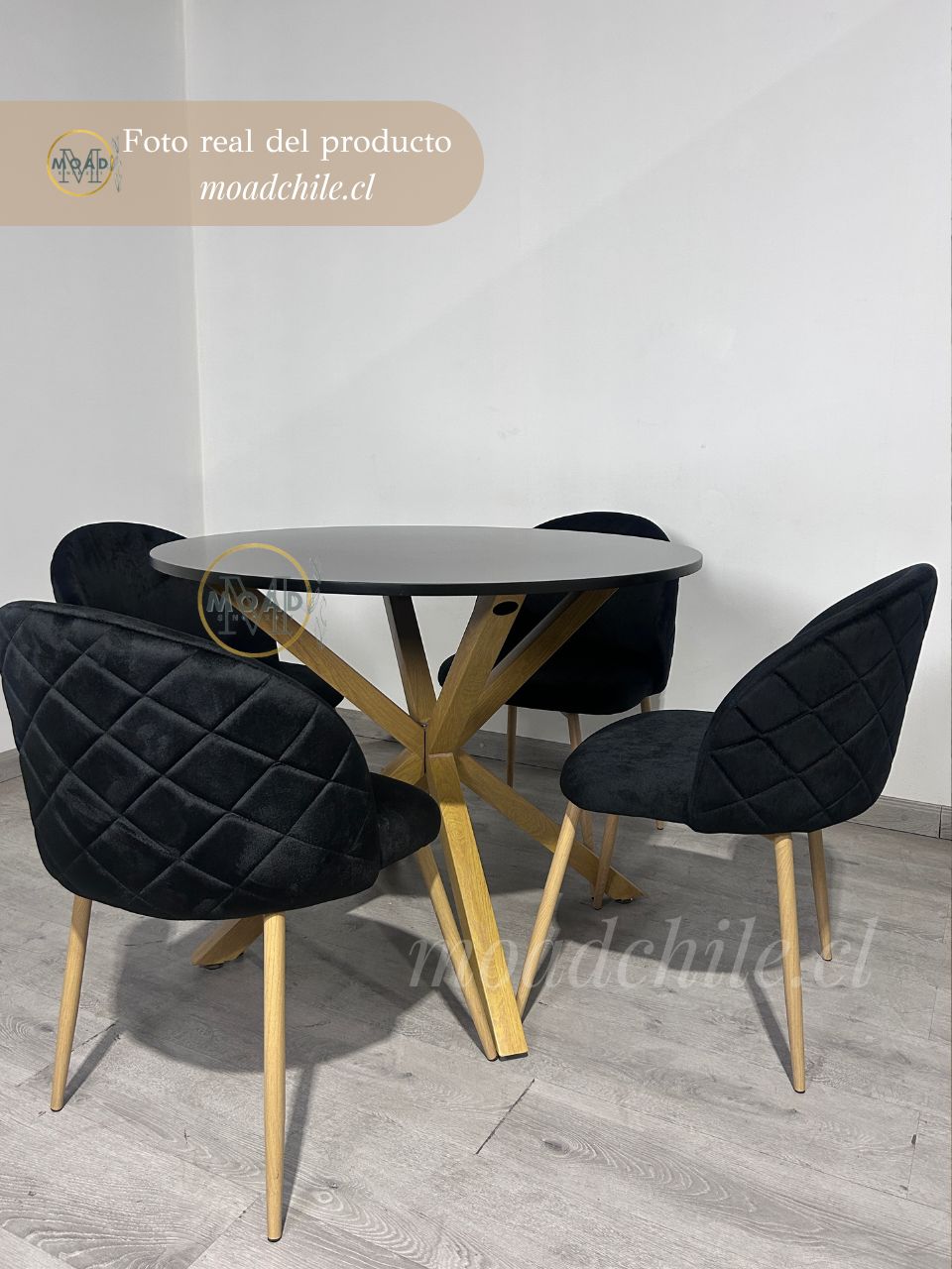 Comedor Cross All Black Gabrielle 4P