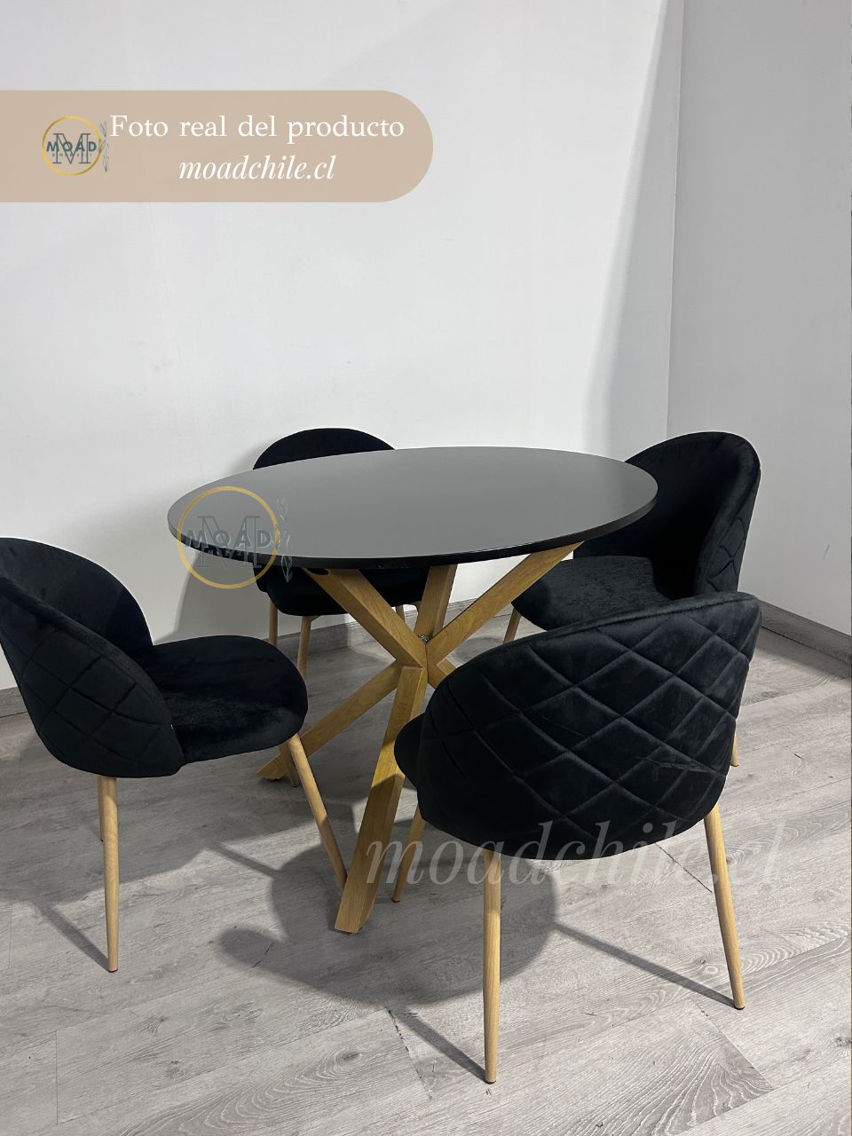 Comedor Cross All Black Gabrielle 4P