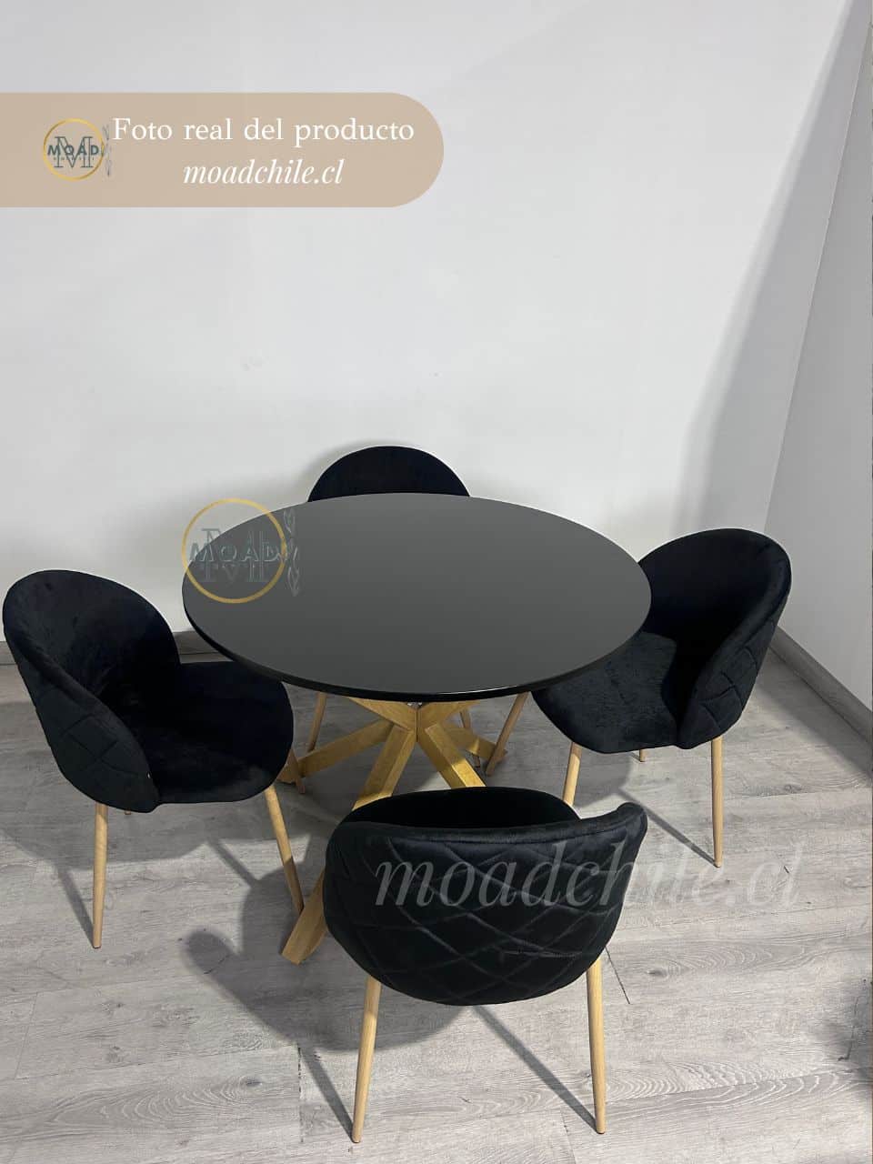 Comedor Cross All Black Gabrielle 4P