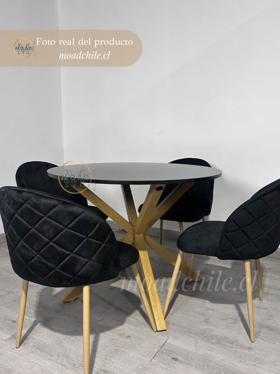 Comedor Cross All Black Gabrielle 4P