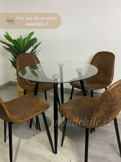Pack 4 Sillas Paris Ecocuero vintage Patas negras