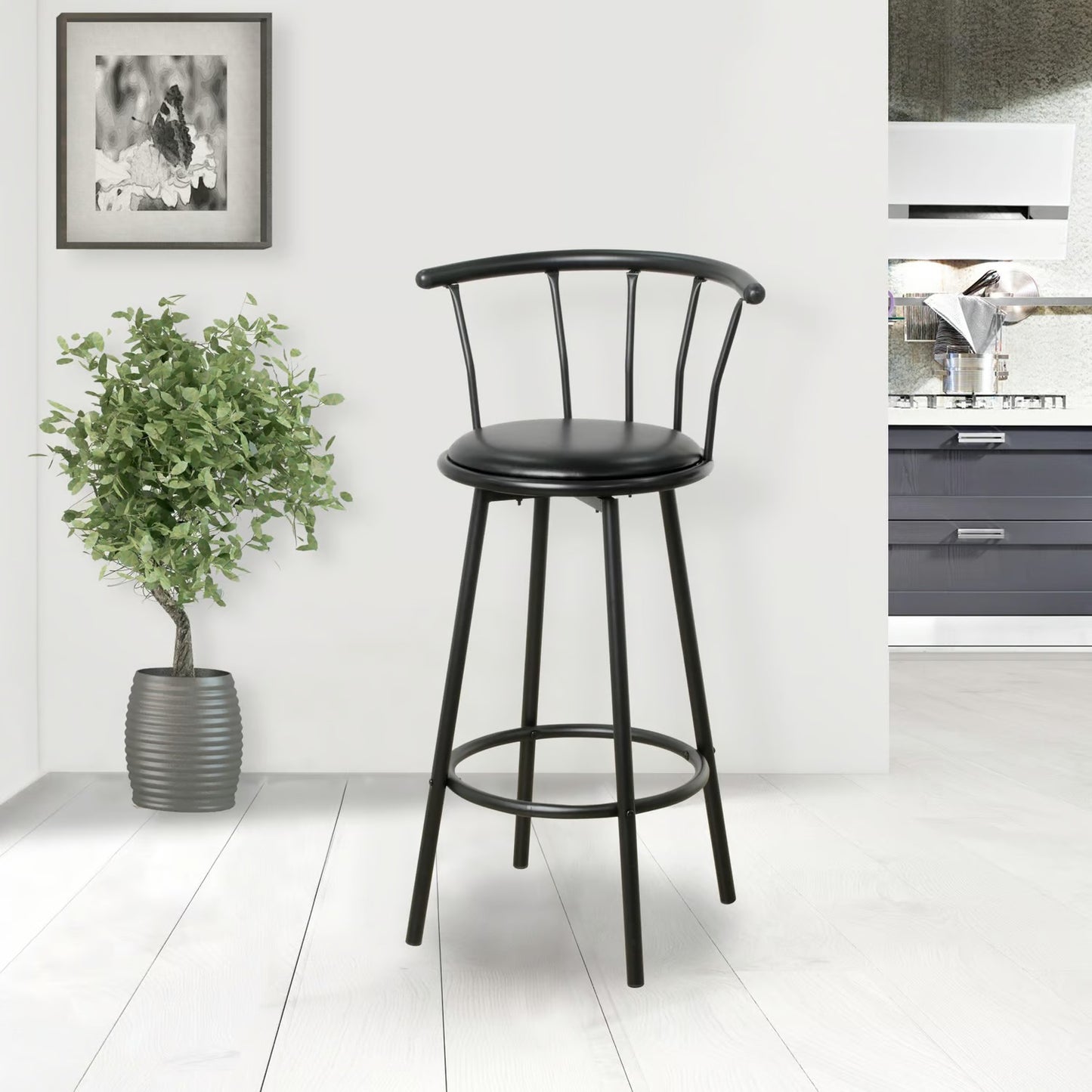 Silla de Bar Romana Giratoria Negra