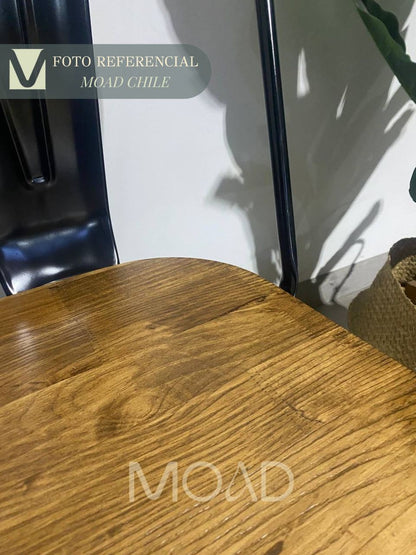 Silla Tolix con asiento de Madera oscura