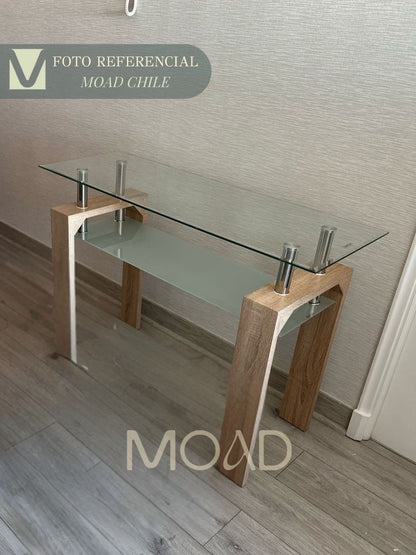 Mesa de Arrimo Rectangular de Vidrio