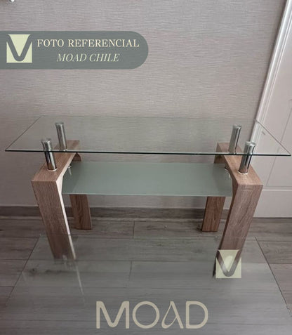 Mesa de Arrimo Rectangular de Vidrio