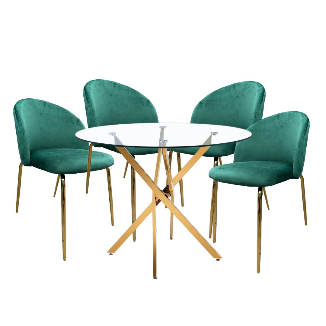 Comedor Premium gold Dubai 4P redondo