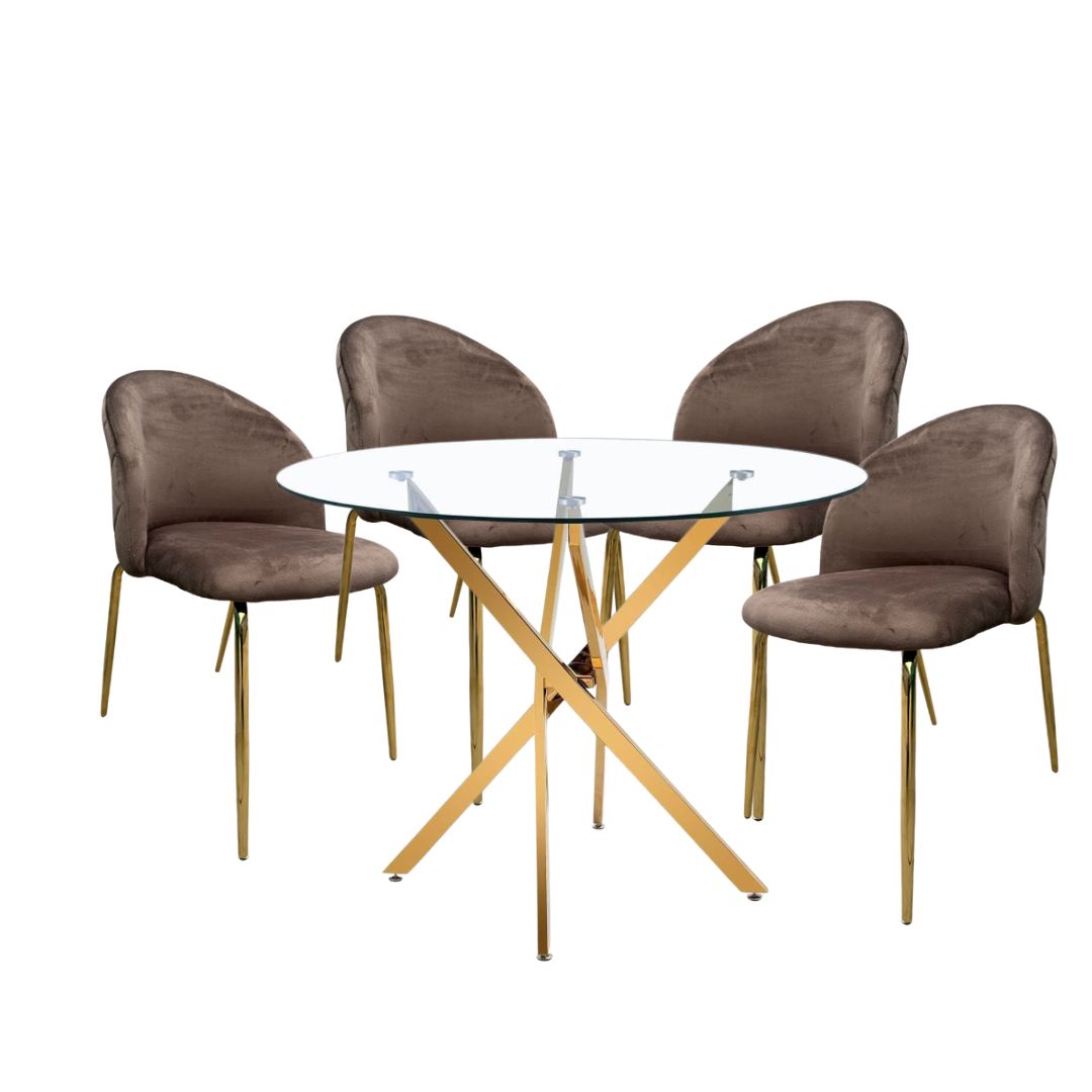 Comedor Premium gold Dubai 4P redondo