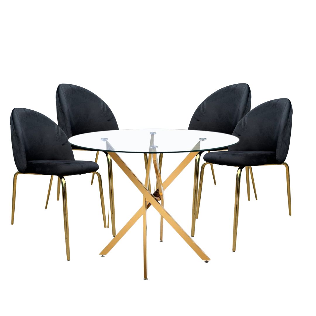 Comedor Premium gold Dubai 4P redondo