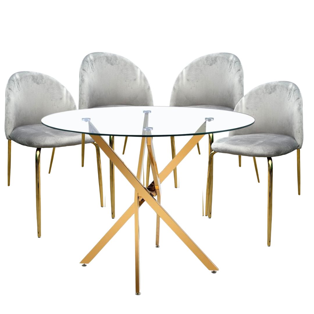 Comedor Premium gold Dubai 4P redondo
