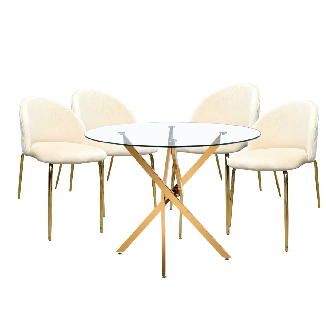 Comedor Premium gold Dubai 4P redondo