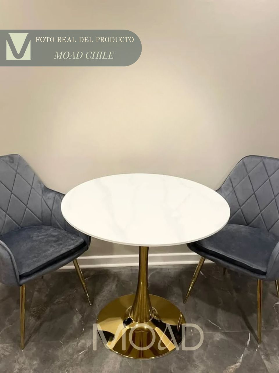 Mesa Tulip Piedra Sinterizada Gold 80cm