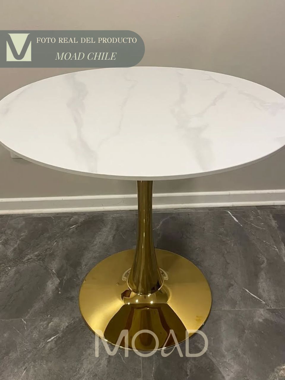 Mesa Tulip Piedra Sinterizada Gold 80cm