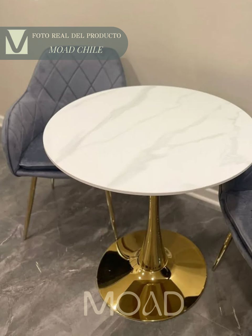 Mesa Tulip Piedra Sinterizada Gold 100cm
