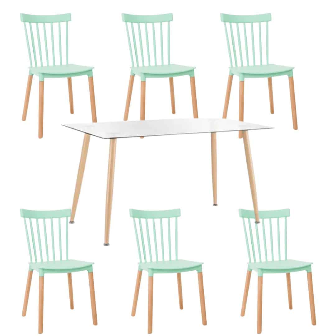 Comedor Rectangular Windsor Glass 6P
