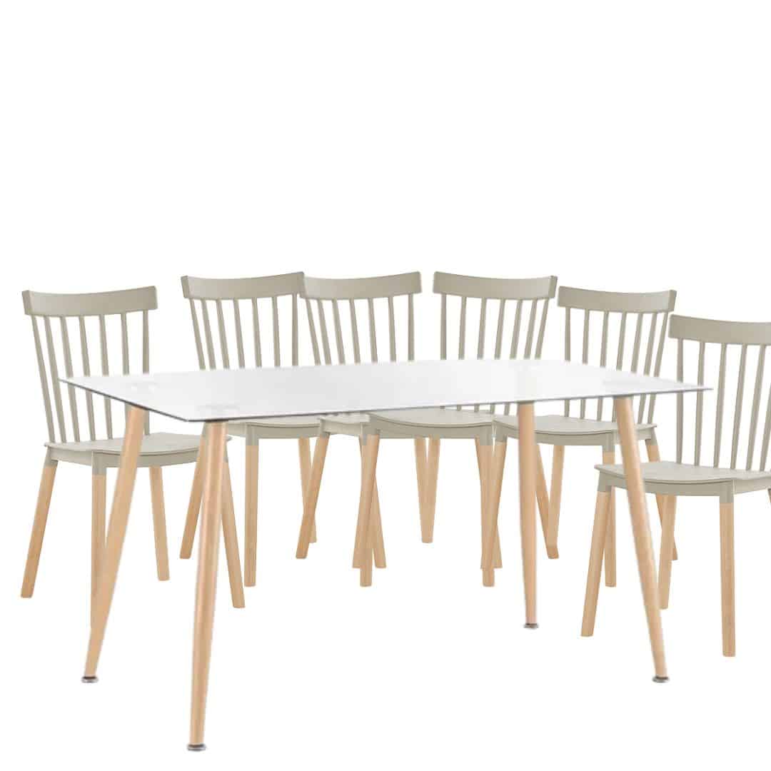 Comedor Rectangular Windsor Glass 6P