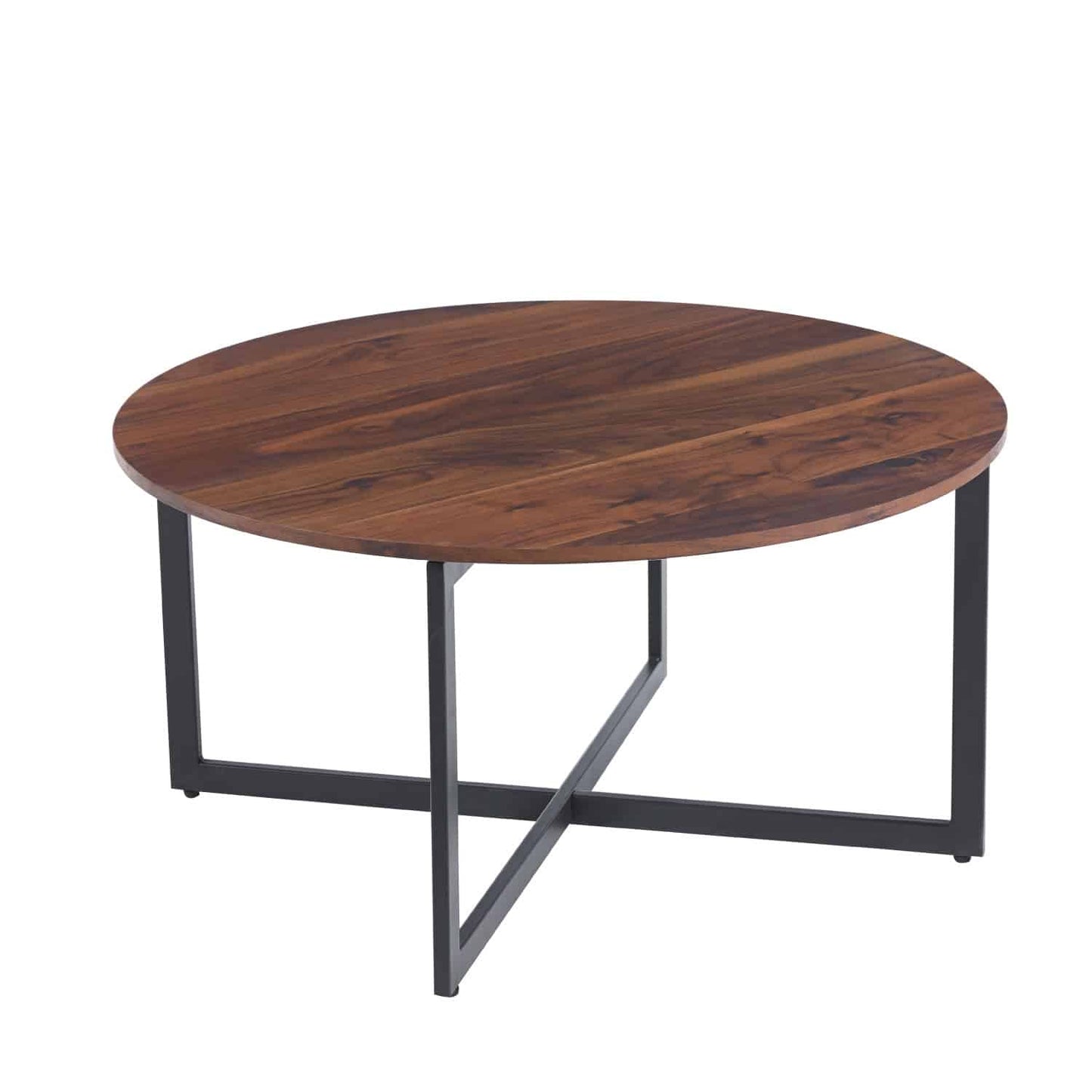 Mesa de Centro 80cm Redonda - Madera Oscura