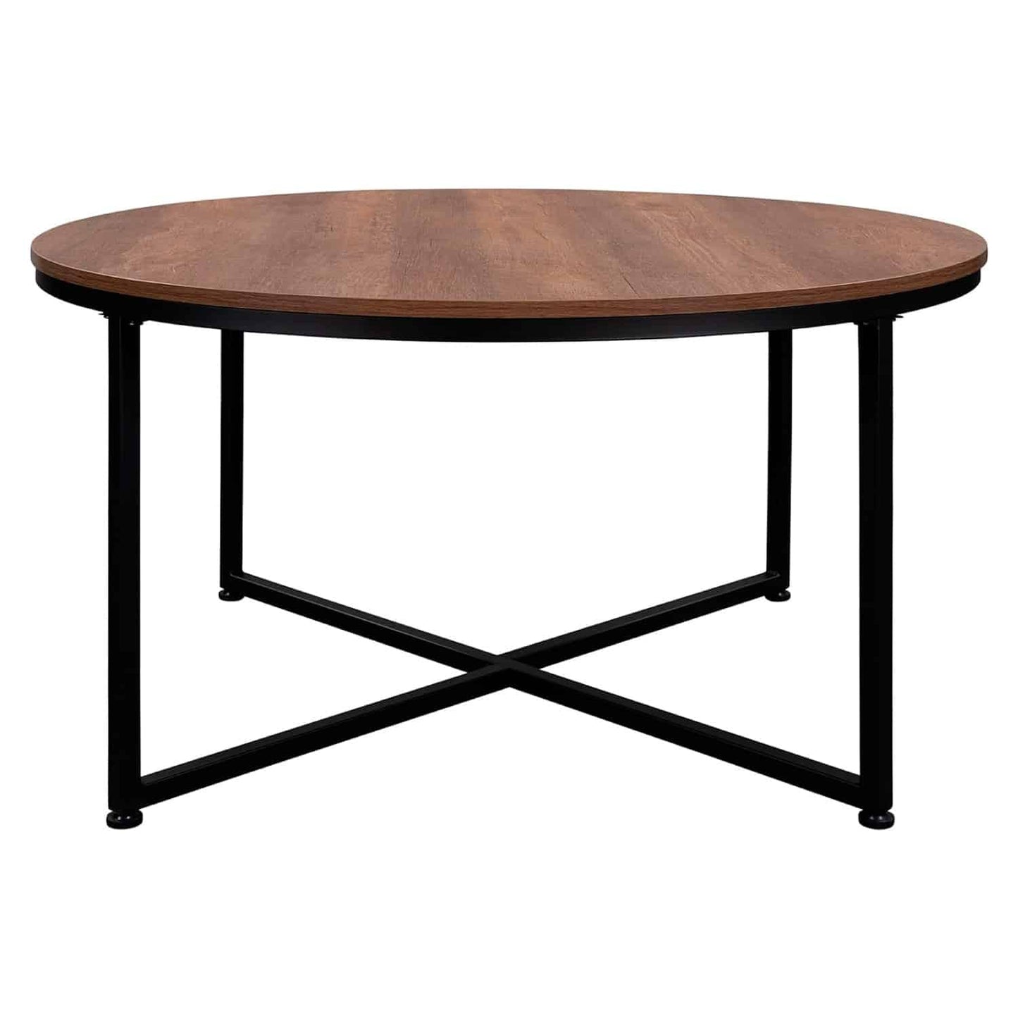 Mesa de Centro 80cm Redonda - Madera Oscura