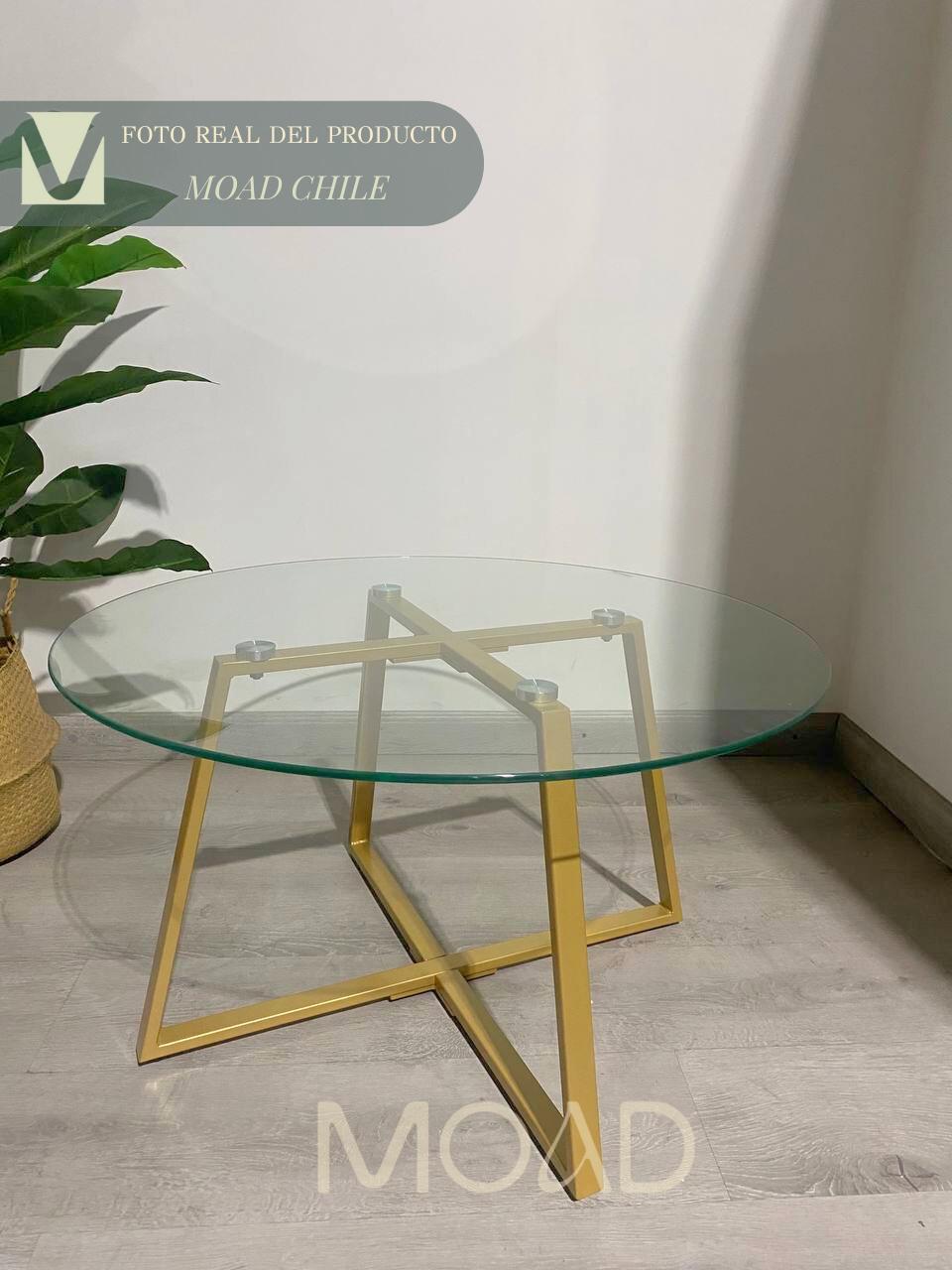 Mesa de Centro para Living de Vidrio y Metal 80cm