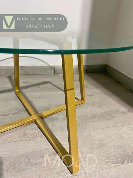 Mesa de Centro para Living de Vidrio y Metal 80cm