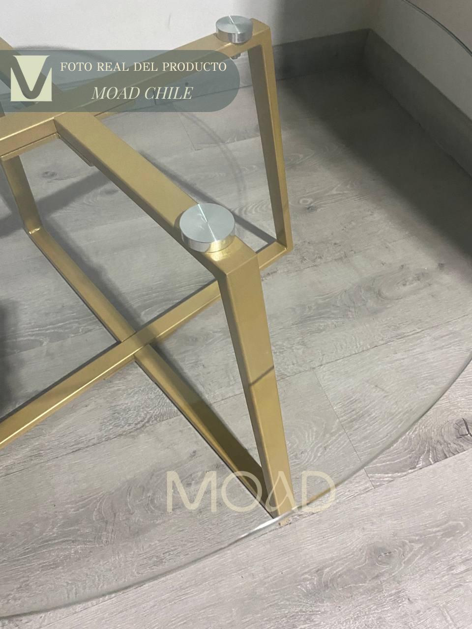 Mesa de Centro para Living de Vidrio y Metal 80cm