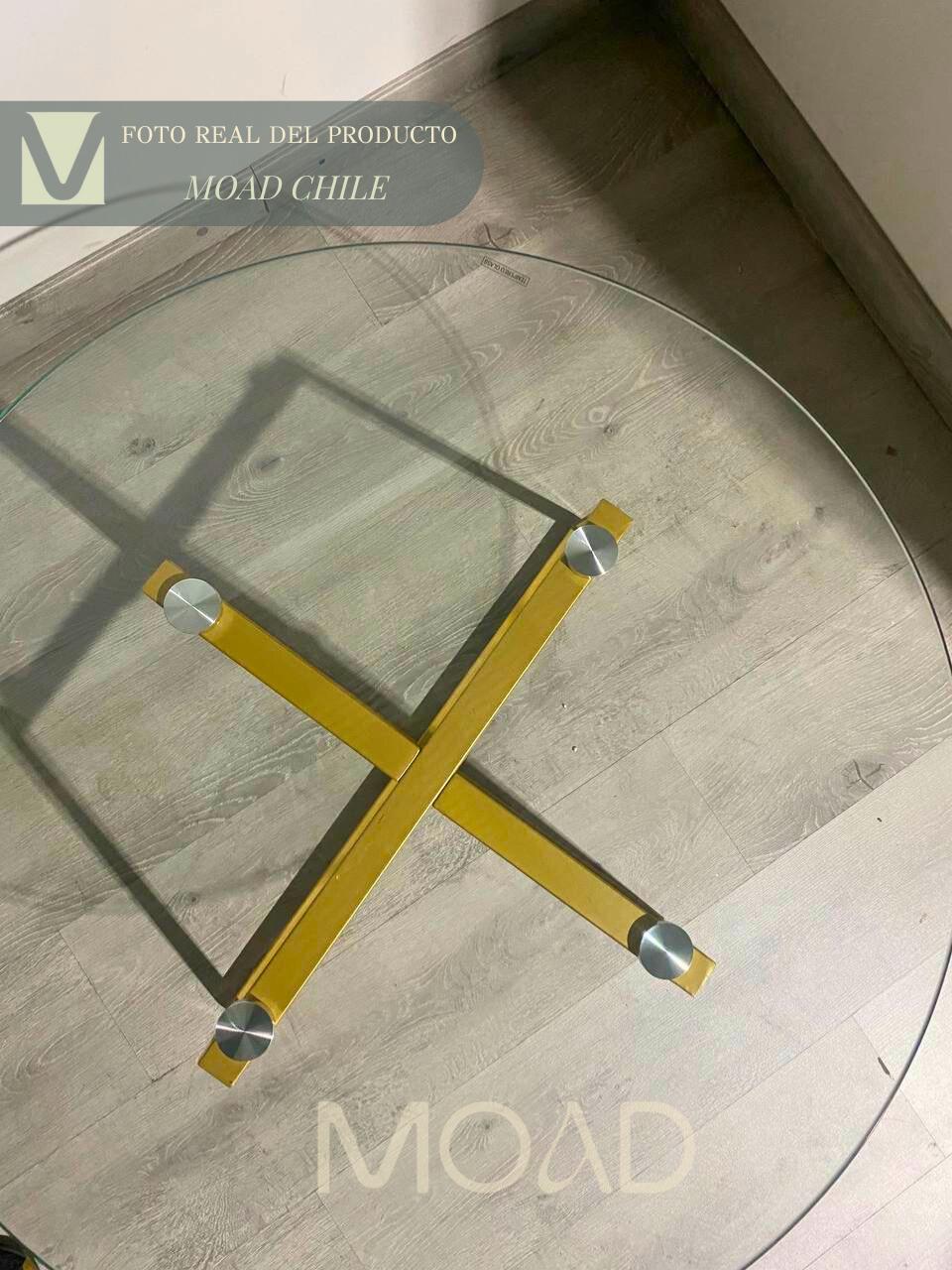 Mesa de Centro para Living de Vidrio y Metal 80cm