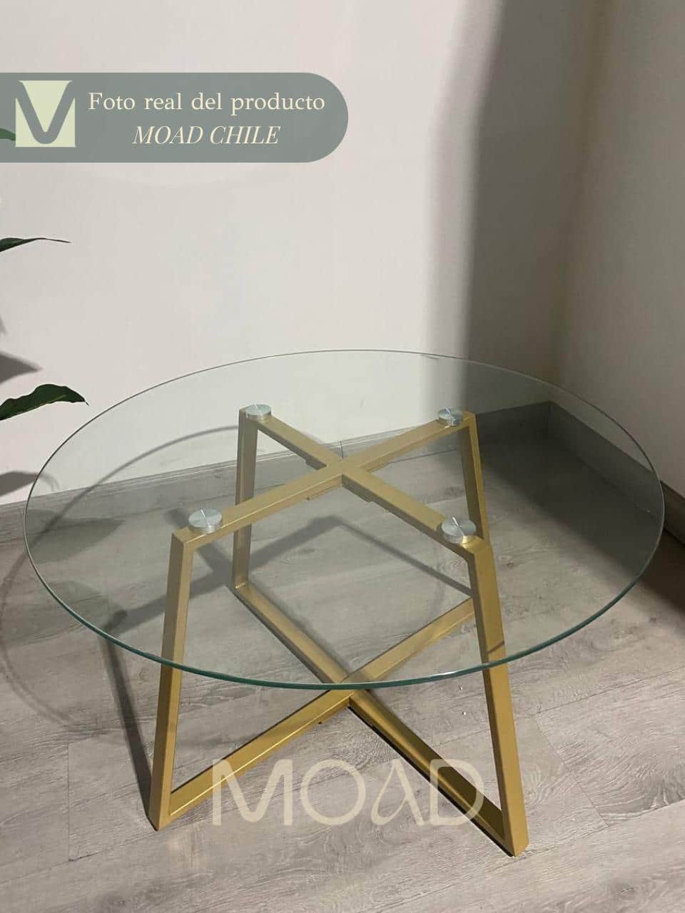 Mesa de Centro para Living de Vidrio y Metal 80cm
