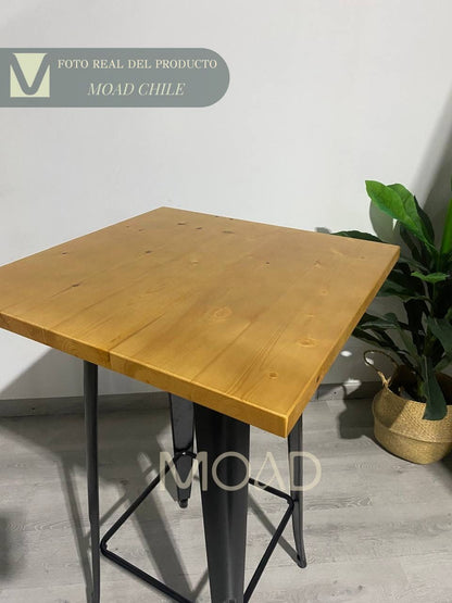 Mesa Bar Alta Tolix 60x60cm (madera clara)