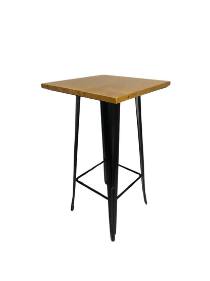 Mesa Bar Alta Tolix 60x60cm (madera clara)