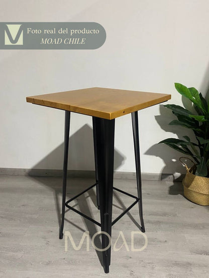 Mesa Bar Alta Tolix 60x60cm (madera clara)