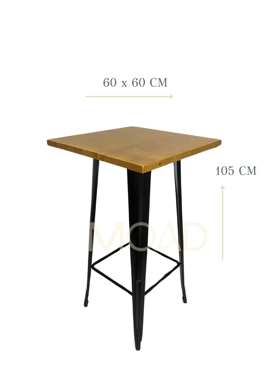 Mesa Bar Alta Tolix 60x60cm (madera clara)