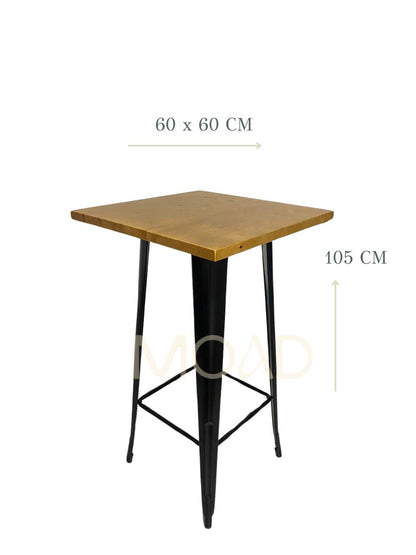 Mesa Bar Alta Tolix 60x60cm (madera clara)