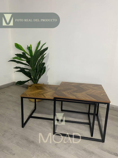 Mesa de centro doble rectangular Madera