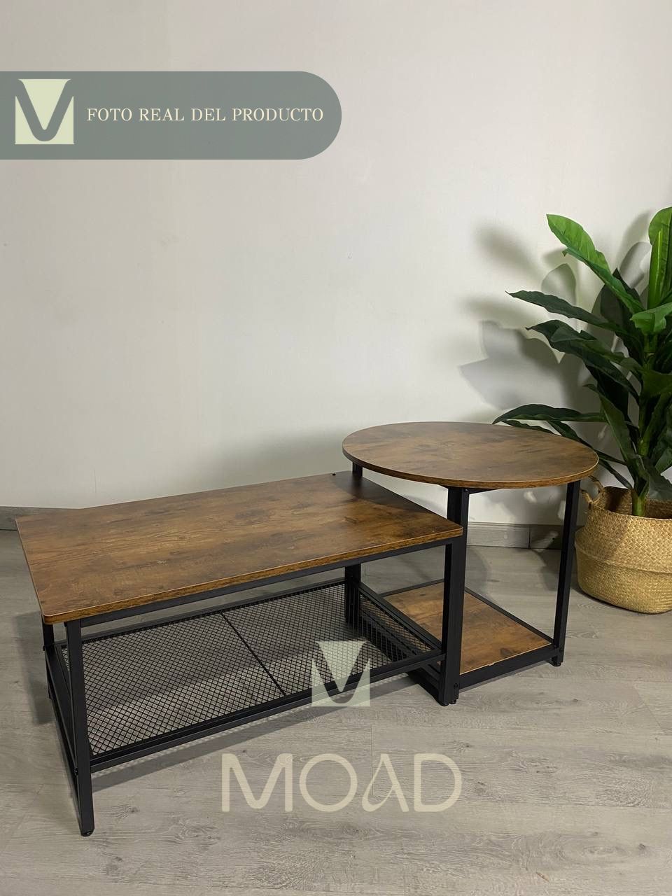 Set de Mesas de Centro Industrial en MDF - Diseño Dúo Modular