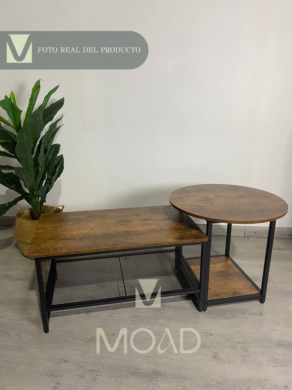 Set de Mesas de Centro Industrial en MDF - Diseño Dúo Modular