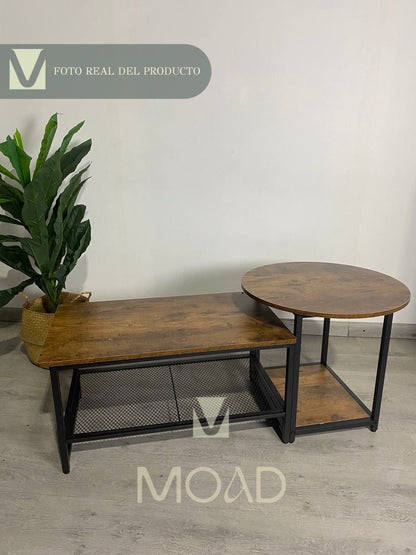 Set de Mesas de Centro Industrial en MDF - Diseño Dúo Modular