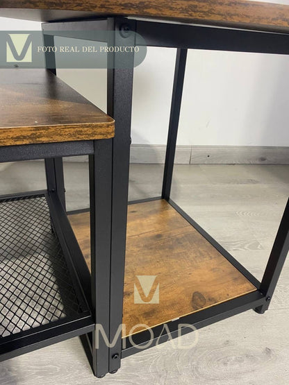 Set de Mesas de Centro Industrial en MDF - Diseño Dúo Modular