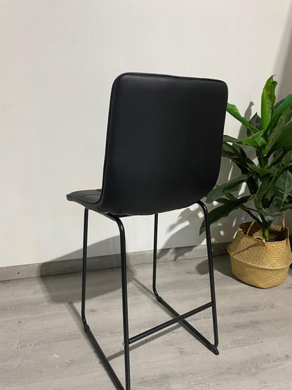Taburete Alto Milano Cuero Sintetico con Patas Metálicas Estilo Industrial
