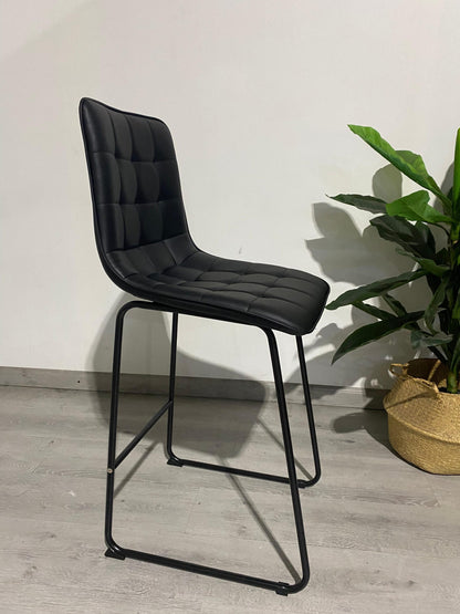 Taburete Alto Milano Cuero Sintetico con Patas Metálicas Estilo Industrial