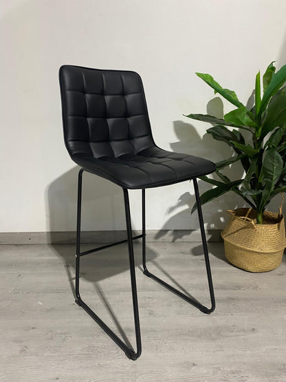 Taburete Alto Milano Cuero Sintetico con Patas Metálicas Estilo Industrial