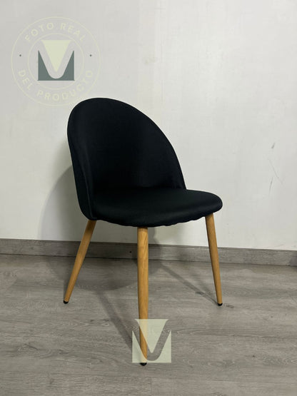 Pack 4 Sillas Gabrielle Lino Respaldo liso Patas Símil Madera