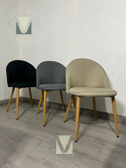 Pack 4 Sillas Gabrielle Lino Respaldo liso Patas Símil Madera