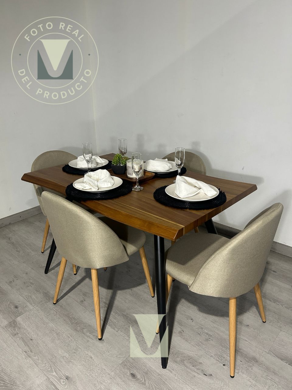 Comedor Lyon 4 Puestos Lino Natural Home